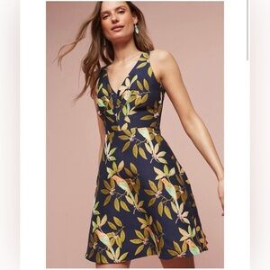 Floral V-Neck Dress in Navy and Green